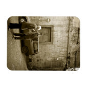 セピアイタリアン長方形マグネットの通りシーン マグネット (横)