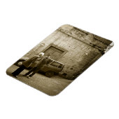 セピアイタリアン長方形マグネットの通りシーン マグネット (左側)