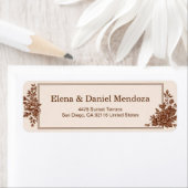 セピアインクで彫られた植物のフレーム ラベル (インサイチュ)