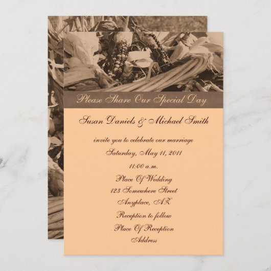 セピアインディアンコーンオータム結婚式招待状 招待状 (正面/裏面)