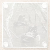 セピアウッドダックペア ガラスコースター (裏面)