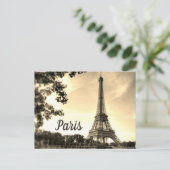 セピアエッフェルタワーパリヨーロッパ旅行写真 ポストカード (スタンド正面)