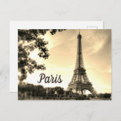 セピアエッフェルタワーパリヨーロッパ旅行写真 ポストカード (正面/裏面)