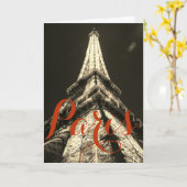 セピアエッフェルタワーパリヴィンテージオールドヒストリカル カード (黄色い花)