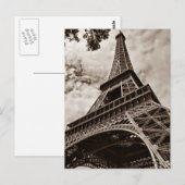 セピアエッフェルタワー – パリ ポストカード (正面/裏面)