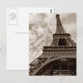セピアエッフェルタワーFrom Below Romance Paris Europe ポストカード (正面/裏面)