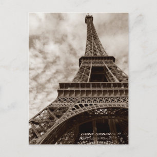 セピアエッフェルタワーFrom Below Romance Paris Europe ポストカード