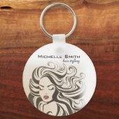 セピアエレガントシックな波型ヘアスタイルヘアスタイルのヘアエクステンション キーホルダー (正面)