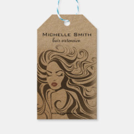 セピアエレガントシックな波型ヘアスタイルヘアスタイルのヘアエクステンション ギフトタグ