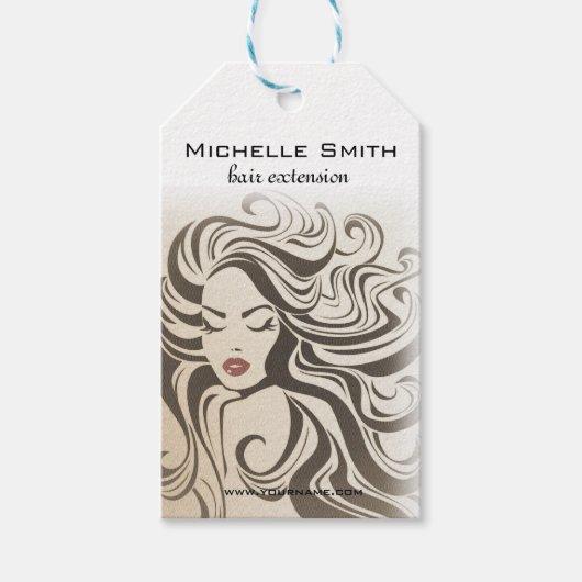 セピアエレガントシックな波型ヘアスタイルヘアスタイルのヘアエクステンション ギフトタグ (正面)