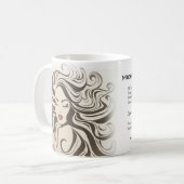 セピアエレガントシックな波型ヘアスタイルヘアスタイルのヘアエクステンション コーヒーマグカップ (正面左)