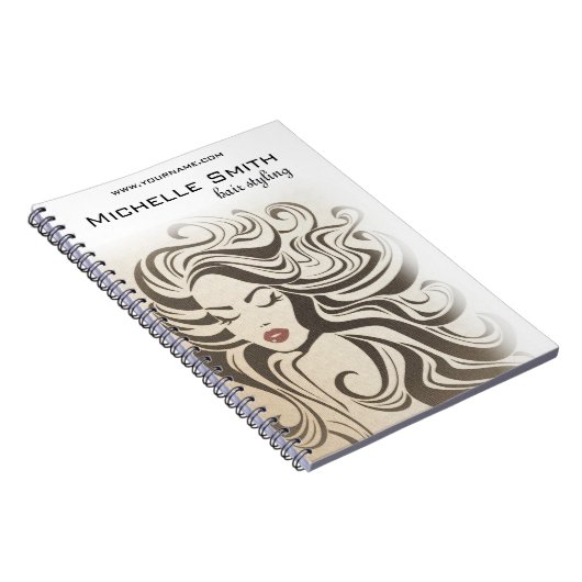 セピアエレガントシックな波型ヘアスタイルヘアスタイルのヘアエクステンション ノートブック (右側)