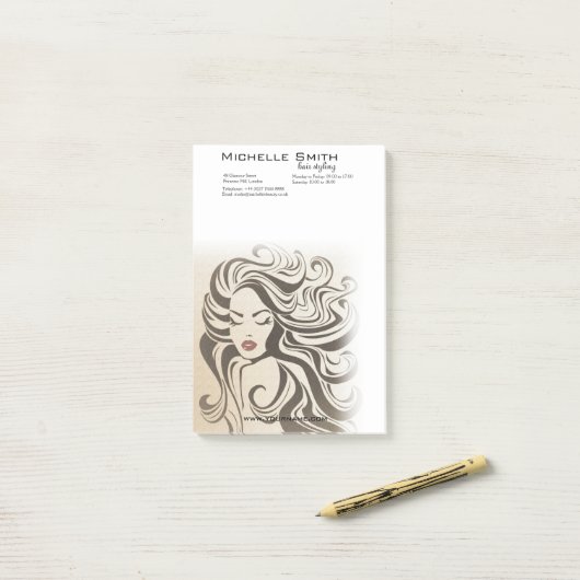 セピアエレガントシックな波型ヘアスタイルヘアスタイルのヘアエクステンション ポストイット (デスク上)