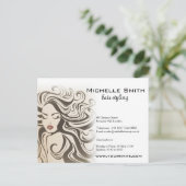 セピアエレガントシックな波型ヘアスタイルヘアスタイルのヘアエクステンション ポストカード (スタンド正面)