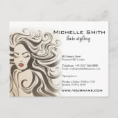 セピアエレガントシックな波型ヘアスタイルヘアスタイルのヘアエクステンション ポストカード (正面)