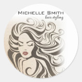 セピアエレガントシックな波型ヘアスタイルヘアスタイルのヘアエクステンション ラウンドシール (正面)