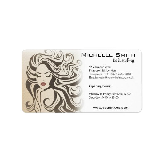 セピアエレガントシックな波型ヘアスタイルヘアスタイルのヘアエクステンション ラベル (正面)