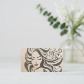 セピアエレガントシックな波型ヘアスタイルヘアスタイルのヘアエクステンション 名刺 (スタンド正面)