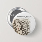 セピアエレガントシックな波型ヘアスタイルヘアスタイルのヘアエクステンション 缶バッジ (正面&裏面)