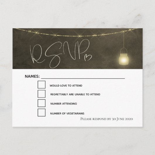 セピアエレガントトーンズメイソンジャーRSVP 案内ポストカード (正面)