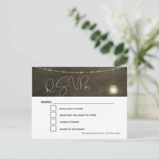 セピアエレガントトーンズメイソンジャーRSVP 案内ポストカード (スタンド正面)