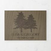 セピアエンボスの冬の結婚式の茶色の木 三つ折り招待状 (カバー)
