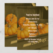 セピアオレンジ色のカボチャの秋の収穫パーティー 招待状 (正面/裏面)