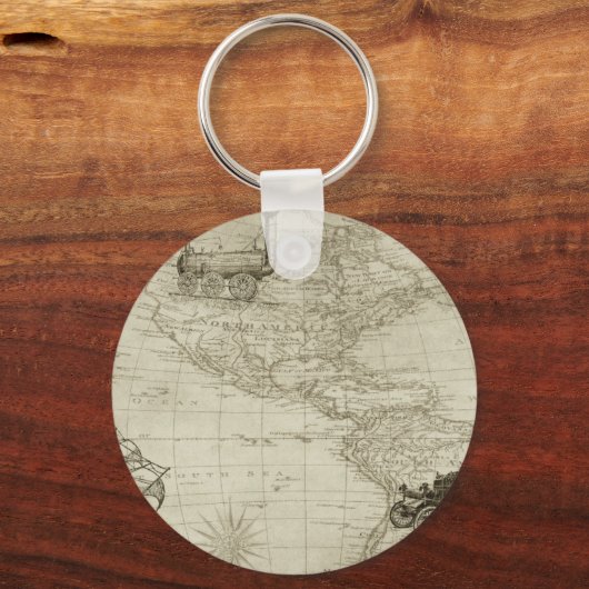 セピアオールドアンティークヴィンテージ統一された州マップ旅行 キーホルダー (正面)