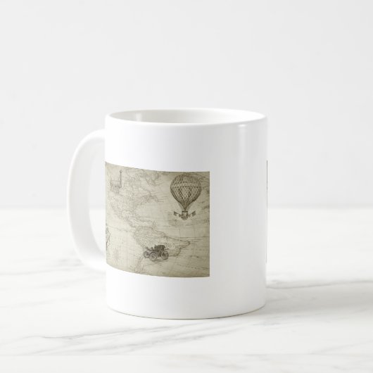 セピアオールドアンティークヴィンテージ統一された州マップ旅行 コーヒーマグカップ (正面左)