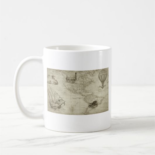 セピアオールドアンティークヴィンテージ統一された州マップ旅行 コーヒーマグカップ (左)