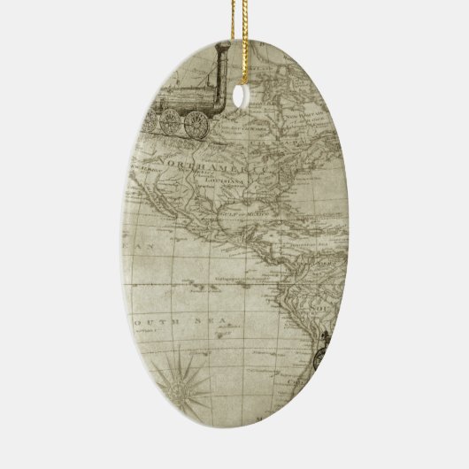 セピアオールドアンティークヴィンテージ統一された州マップ旅行 セラミックオーナメント (右)