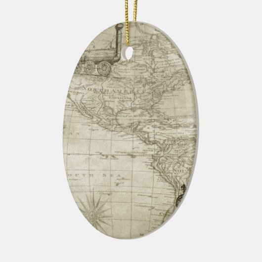 セピアオールドアンティークヴィンテージ統一された州マップ旅行 セラミックオーナメント (左)