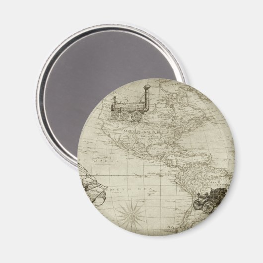 セピアオールドアンティークヴィンテージ統一された州マップ旅行 マグネット (正面/裏面)