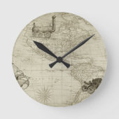 セピアオールドアンティークヴィンテージ統一された州マップ旅行 ラウンド壁時計 (正面)