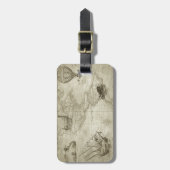 セピアオールドアンティークヴィンテージ統一された州マップ旅行 ラゲッジタグ (正面縦)