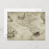 セピアオールドアンティークヴィンテージ統一された州マップ ポストカード (正面/裏面)