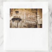 セピアカフェ標識，パリ，フランス 長方形シール (バッグ)