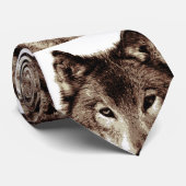 セピアカラーウルフヘッド顔ネクタイ ネクタイ (ロール)
