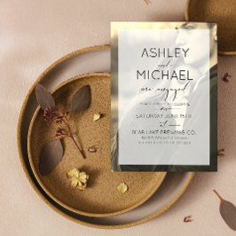 セピアクラフトタイポグラフィフォト婚約招待状 招待状