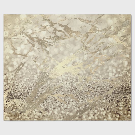 セピアクリーミーフォキエ金ゴールド大理石光沢のある金属ストローク ラッピングペーパー (フラット)
