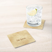 セピアクロック顔スチームパンク スクエアペーパーコースター (インサイチュ)