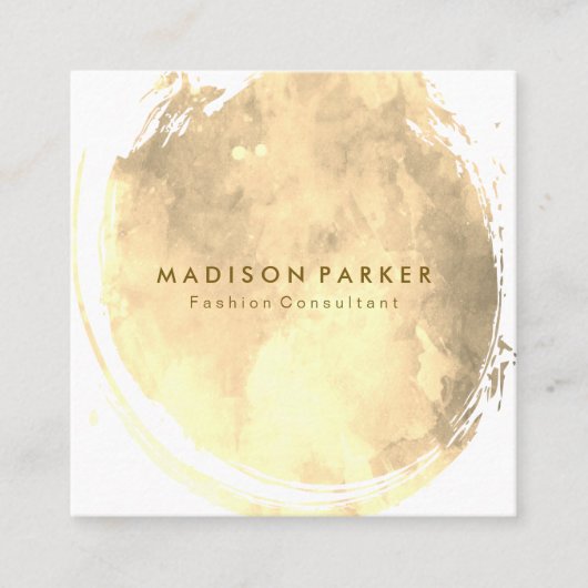 セピアコンテンポラリーウォーター色ブラシ スクエア名刺 (正面)