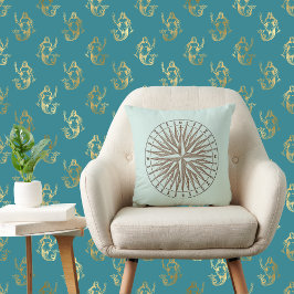 セピアコンパスバラオンライトヴィンテージグリーン クッション