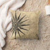 セピアコンパス発見時代の世界地図 クッション (ブランケット)