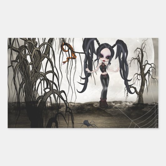 セピアゴシックガール 長方形シール (正面)