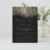 セピアゴールドのスパークリンググリッター黒の招待状 招待状 (スタンド正面)