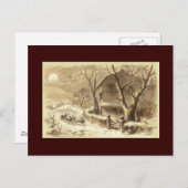 セピアサンタとトナカイ シーズンポストカード (正面/裏面)