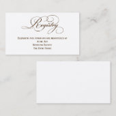 セピアスクリプトの結婚式レジストリ情報カード エンクロージャーカード (正面/裏面)