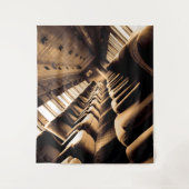 セピアスチームトレインインテリア タペストリー (正面)