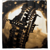 セピアステームパンク シャワーカーテン (正面)